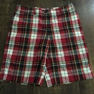 Anne Klein Sport Stretch Womens Shorts Red Plaid